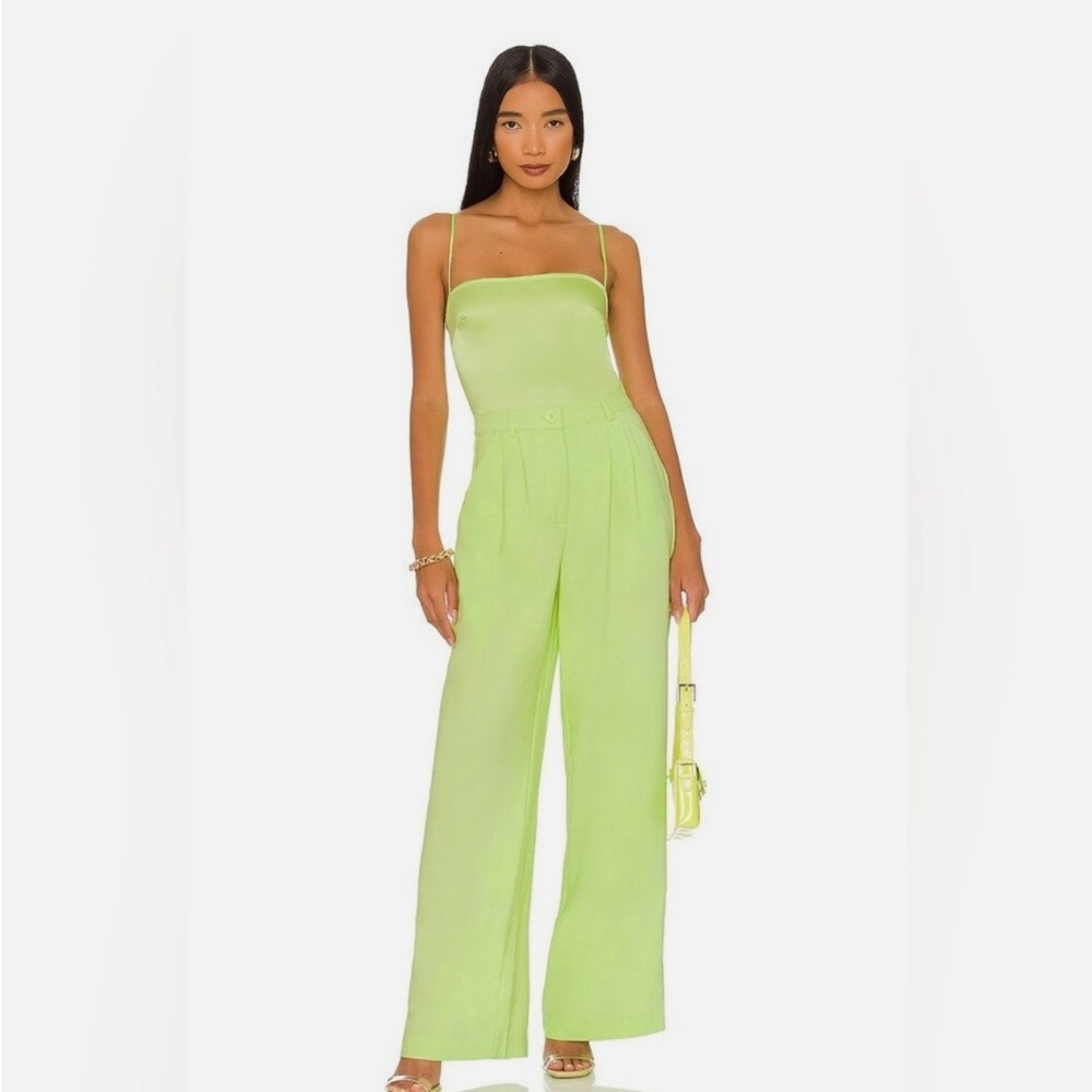 NWT WeWoreWhat (M) Strappy Satin Chiffon Bodysuit Green - Picture 5 of 8